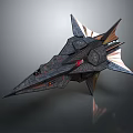 Futuristic Metallic Spaceship Design With Sharp Edges Detailed Structure And Aerodynamic Shape