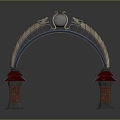 gatehouse stone gatehouse stone arch cartoon arch outdoor items 3d model