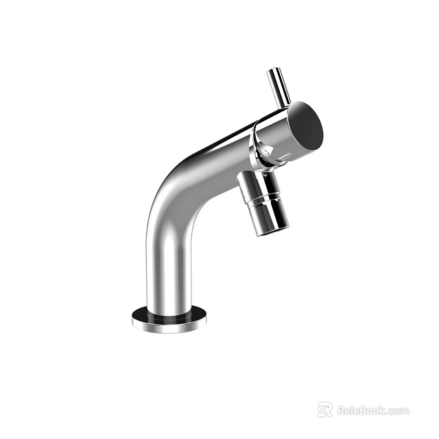 Sleek Modern Stainless Steel Faucet With Curved Spout And Single Handle Design For Home 3d model 