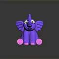 Cute Cartoon Purple Elephant Toy With Big Eyes Pink Ears Trunk And Feet