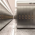 Other Bathroom Space With Metal Lockers Numbered A01 A40 And Polished Marble Floor