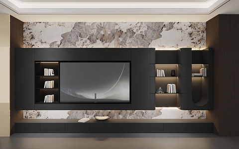 Living room TV cabinet wall panel jewelry stone plate 3d model