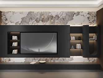 Living room TV cabinet wall panel jewelry stone plate 3d model