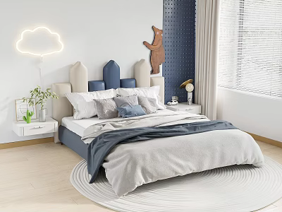 Modern Children's Bed Double Bed 3d model