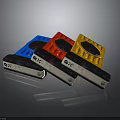 Colorful Square Equipment Tools With Blue Red Yellow Designs And Holes