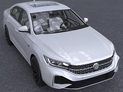 White Volkswagen Sedan With Sleek Exterior Design 3d model
