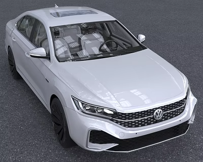 White Volkswagen Sedan With Sleek Exterior Design 3d model