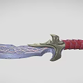 Fantasy Decorative Sword Weapon With Intricate Patterns Red Hilt And Metallic Accents
