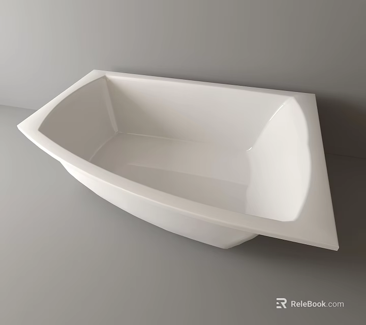 White Modern Freestanding Bathtub With Sleek Angular Design For Bathroom Interior 3d model