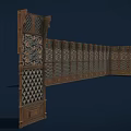 Wooden Partition Screen Furniture With Intricate Carved Patterns And Lattice Design