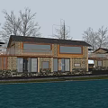 Rustic Scenic Homestay Building with Stone Wooden Structure Waterfront View and Green Trees