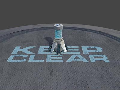 Smart Machine Positioned On Circular Ground With KEEP CLEAR Text 3d model