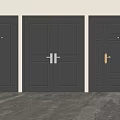 Black Security Doors With Various Designs Displayed Side By Side In Indoor Gray Marble Floor