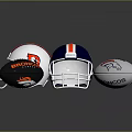 Denver Broncos Football Helmets And Sports Balls Display Collection Set