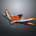 Orange and White Sleek Winged Spaceship with Aerodynamic Design for Interstellar Travel