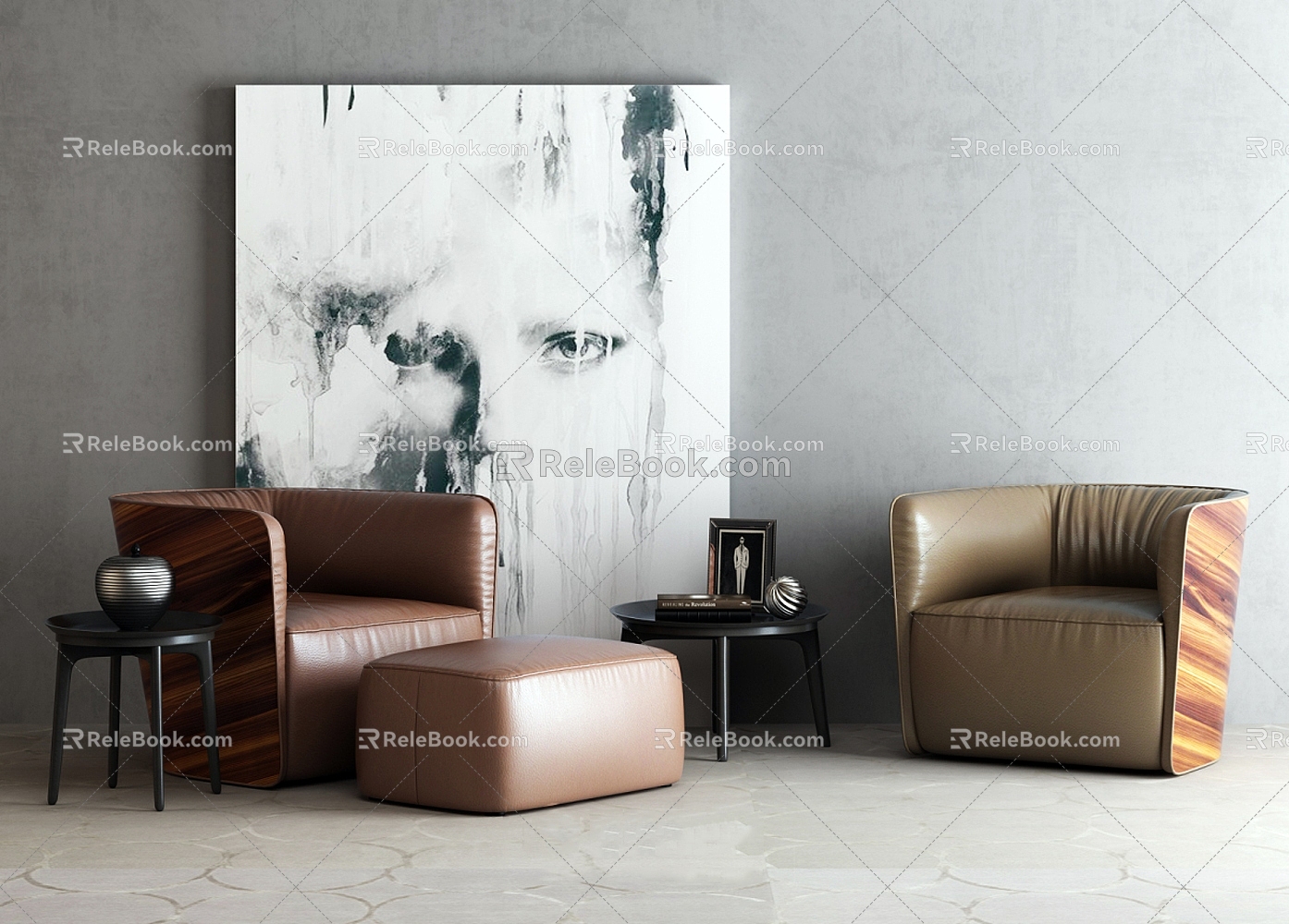 Modern Sofa Coffee Table Decorative Painting Decorative Ornaments Modern Coffee Table 3d model