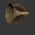 Vintage Gramophone With Decorative Brass Horn And Wooden Base Classic Design