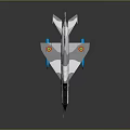 Detailed Model Aircraft With Gray White Paint Red Emblems On Wings And Blue Components