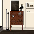 Modern Wooden Entryway Console And Side Cabinet With Carved Doors And LED Lights