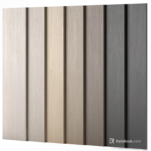 Modern Wood Wall Paneling Display With Various Natural Tones And Textured Finishes 3d model 