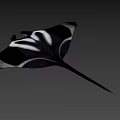 Black and White Manta Ray Featuring Unique Pattern and Long Tail in Blue Water