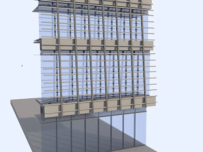 Modern Building Architectural Components With Glass Curtain Wall And Metal Frames 3d model