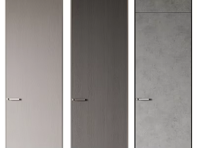 Modern Gray Hinged Doors With Wood Grain And Concrete Texture Design 3d model