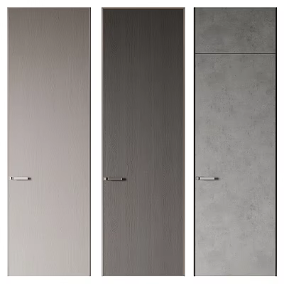 Modern Gray Hinged Doors With Wood Grain And Concrete Texture Design 3d model