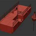 Concrete Column Structure With Wooden Deck Black Railings And Red Buoy