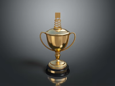 USB Flash Drive Shaped As Golden Trophy With Coiled Accent And Black Base 3d model