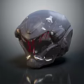 Futuristic Sci fi Helmet With Transparent Visor Red Accents And Metallic Texture 3d model