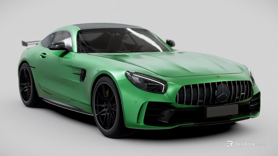 Green Mercedes High Performance Sports Car With Sleek Body And AMG Grille Design 3d model 