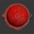 Building Exterior Red Fire Hydrant With Vintage Metal Design And Structure