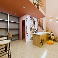 Modern Shopping Mall Store With Glass Facade And Display Shelves Lighting