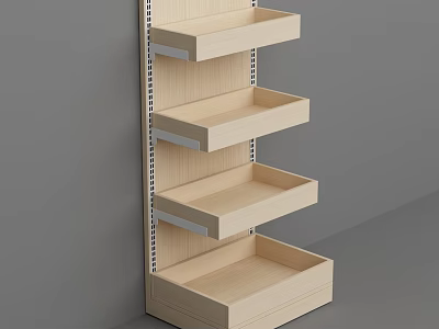 Wooden Storage Shelf With Multiple Tiers And Simple Design Structure 3d model