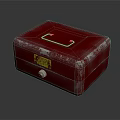 Red Textured Hardware Toolbox With Metal Latch Small Lock And Yellow Label 3d model