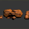 Orange Wood Stone Irregular Blocks with Various Sizes Stacked and Scattered Shapes