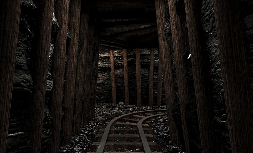 coal mine caves track caves 3d model