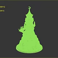Fantasy Lighthouse Model With Spiral Staircase Glowing Windows Dragon Decoration And Rock Base
