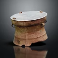 Ancient Bronze Vessel With Lid Ring Handles And Ornate Surface Design
