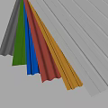 Multicolored Corrugated Construction Components In Gray Green Blue Red Yellow And White 3d model