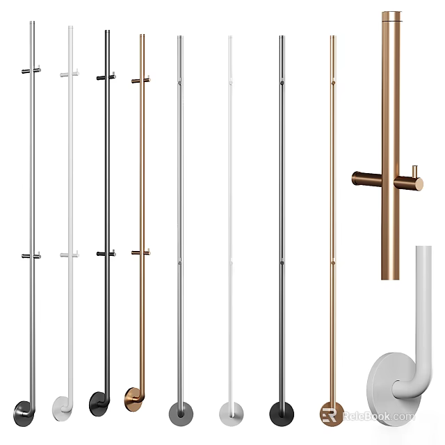 Towel Racks in Stainless Steel Black Gold White with Single Double Rod and Hooks 3d model 