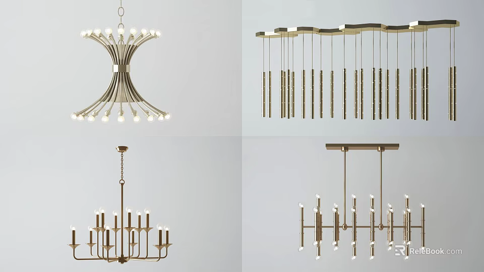 Modern Chandelier Collection Featuring Metal Frames Multiple Lights And Stylish Designs 3d model