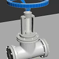 Industrial Flanged Valve with Blue Handwheel and Silver Body for Pipeline Control