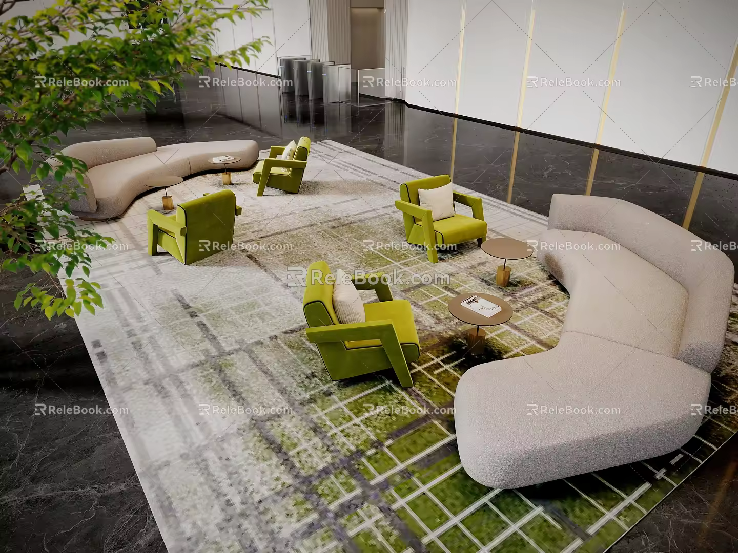 Modern Lounge Area Modern Lobby Lounge Area Leisure Sofa Combination Lobby Bar Multi-person Sofa Curved Sofa Combination 3d model