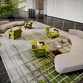 Modern Lounge Area Modern Lobby Lounge Area Leisure Sofa Combination Lobby Bar Multi-person Sofa Curved Sofa Combination 3d model