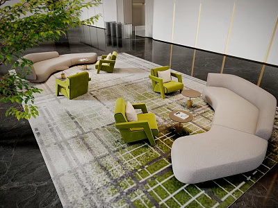 Modern Lounge Area Modern Lobby Lounge Area Leisure Sofa Combination Lobby Bar Multi-person Sofa Curved Sofa Combination 3d model