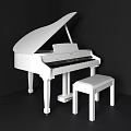 Elegant White Grand Piano With Matching Piano Bench In Modern Studio