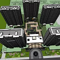 High Rise Residential Complex Planning With Central Courtyard And Entrance Area