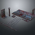 Assorted Industrial Metal Equipment Including Plates Rods And Tools
